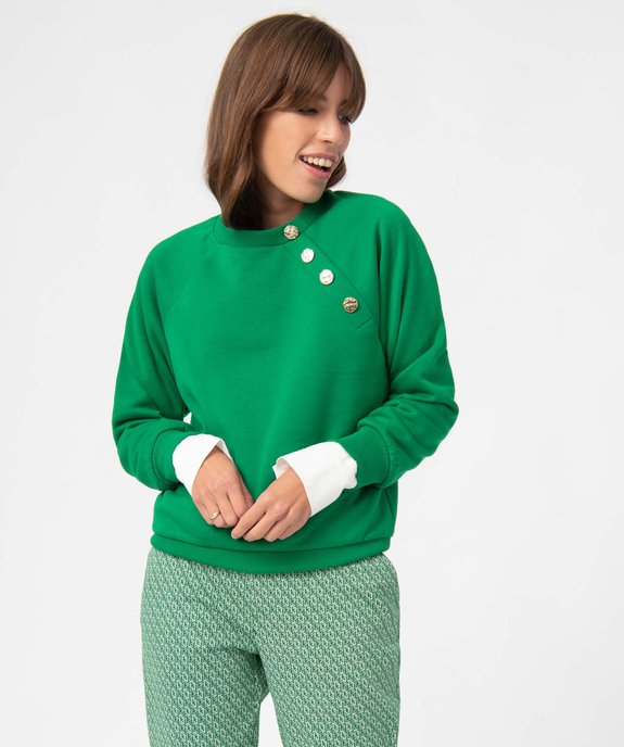 Sweat femme avec manches raglan et boutons fantaisie vue2 - GEMO(FEMME PAP) - GEMO