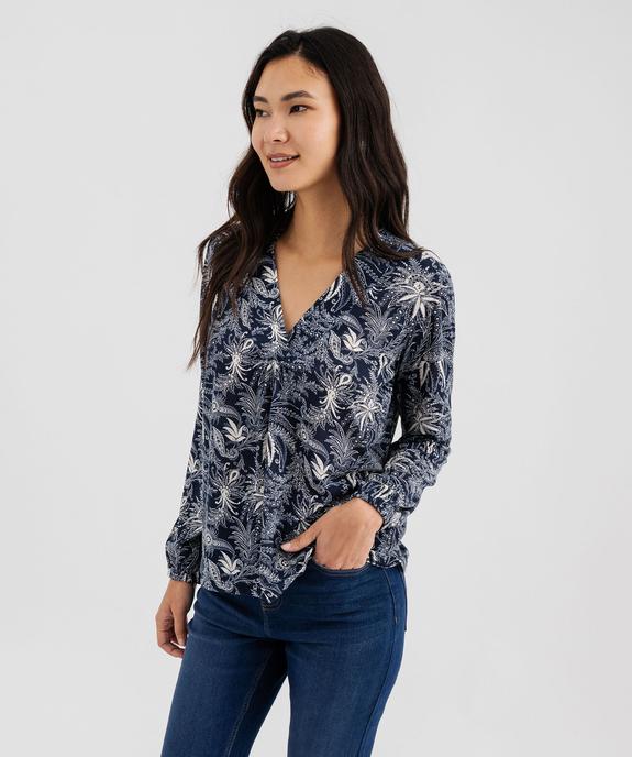 Tee-shirt manches longues imprimé col V fantaisie femme vue4 - GEMO 4G FEMME - GEMO