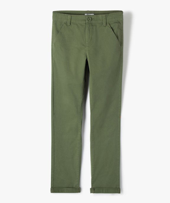 Pantalon garçon chino uni à revers vue1 - GEMO 4G GARCON - GEMO