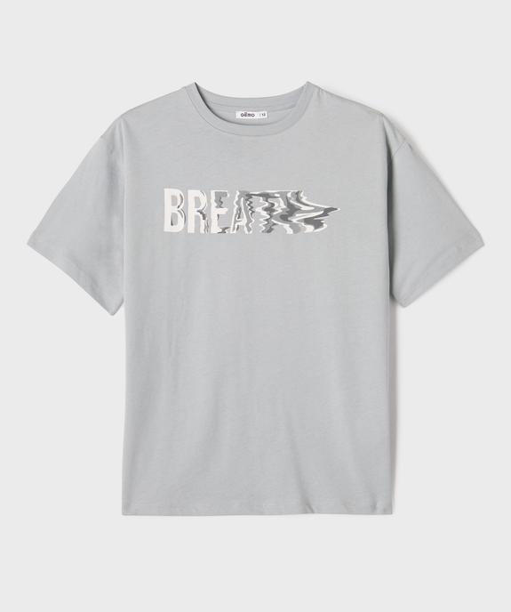 Tee-shirt manches courtes avec inscription poitrine garçon vue1 - GEMO (JUNIOR) - GEMO