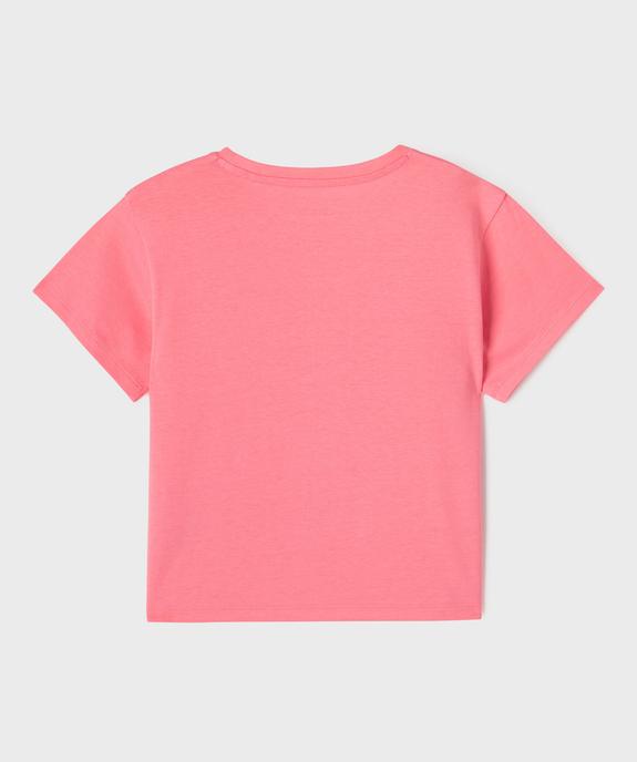Tee-shirt manches courtes coupe oversize avec motif pailleté fille vue4 - GEMO (ENFANT) - GEMO