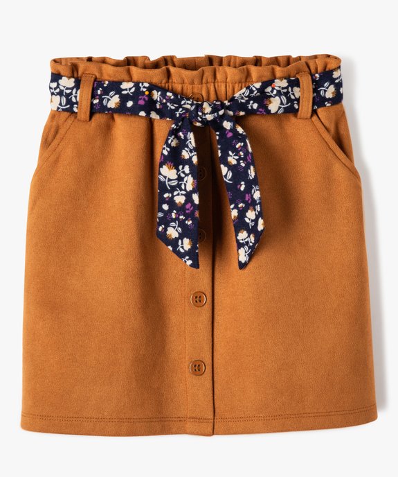 Jupe avec taille élastique et ceinture fleurie fille - LuluCastagnette vue2 - LULUCASTAGNETTE - GEMO