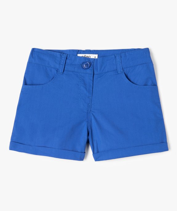 Short fille en toile de coton fin uni vue1 - GEMO (ENFANT) - GEMO