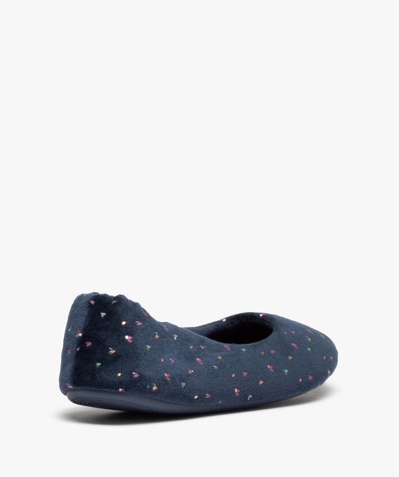 Chaussons femme ballerines en velours imprimé – Dim vue4 - DIM - GEMO