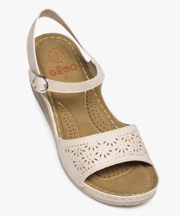 Sandales femme confort à talon dessus ajouré et strass vue5 - GEMO (CONFORT) - GEMO