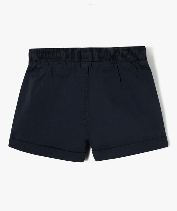 Short ample avec taille élastique en coton stretch fille vue3 - GEMO (ENFANT) - GEMO