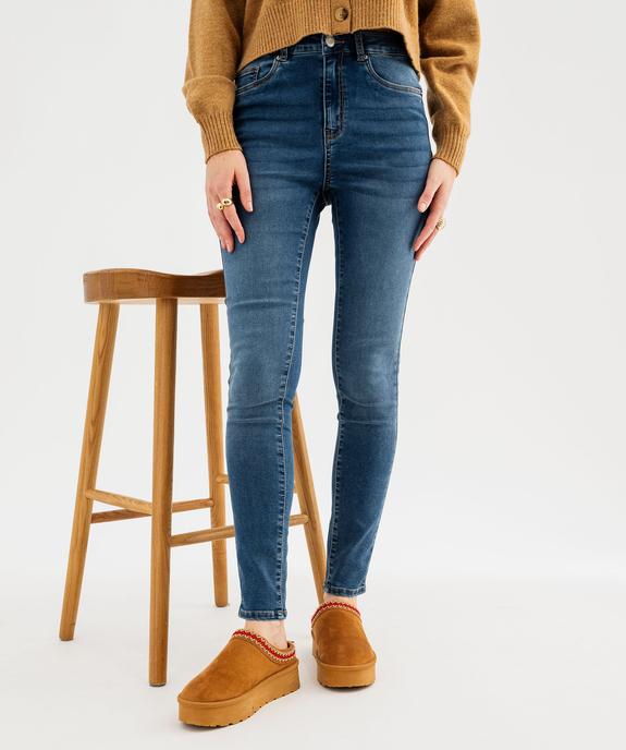 Jean skinny taille haute en coton stretch délavé femme vue2 - GEMO 4G FEMME - GEMO