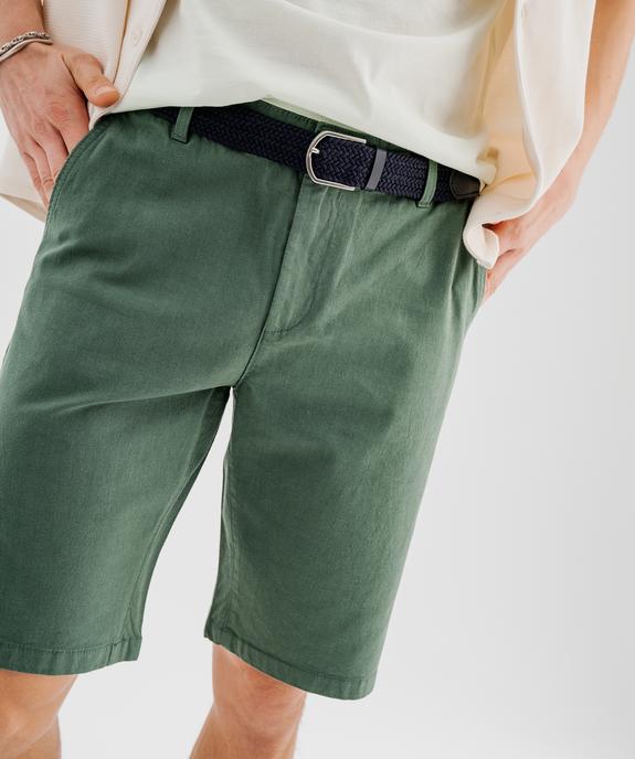 Bermuda en coton extensible coupe Regular avec ceinture tressée homme vue2 - GEMO (HOMME) - GEMO