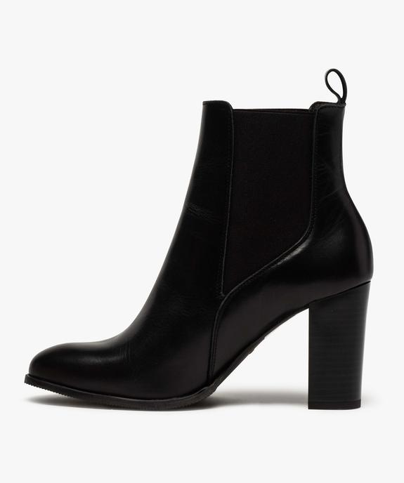 Boots femme à talon dessus style chelsea en cuir uni vue3 - GEMO(URBAIN) - GEMO