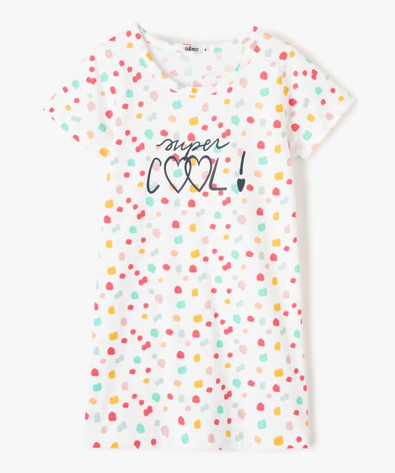 Chemise de nuit fille multicolore à manches courtes vue1 - GEMO (ENFANT) - GEMO