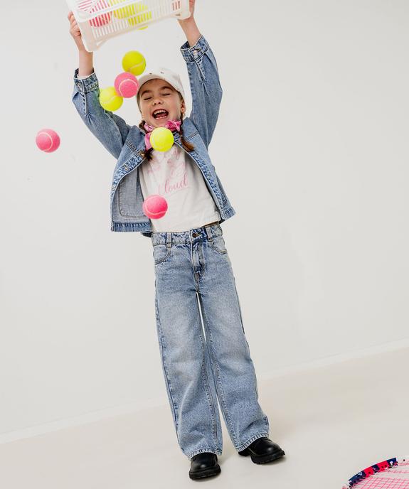 Tee-shirt manches longues en coton imprimé fille vue2 - GEMO 4G FILLE - GEMO