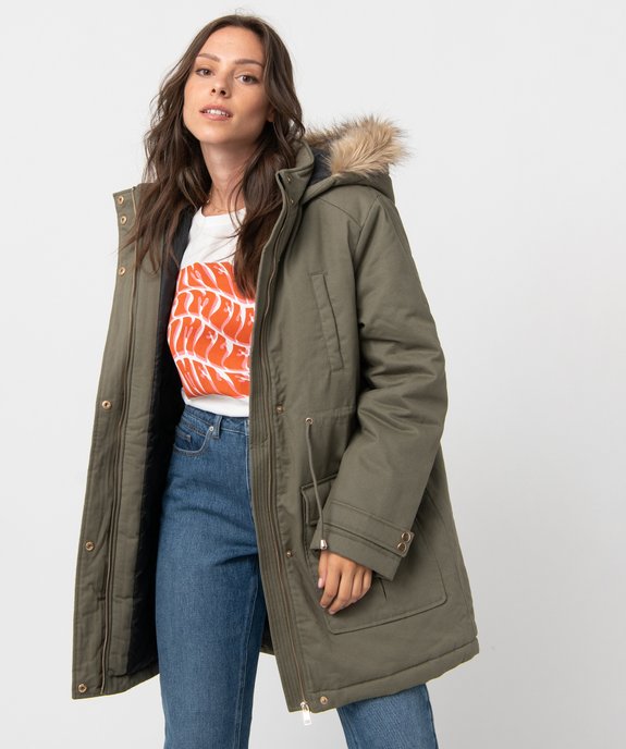 Parka femme avec capuche bordé de fourrure imitation vue1 - GEMO(FEMME PAP) - GEMO