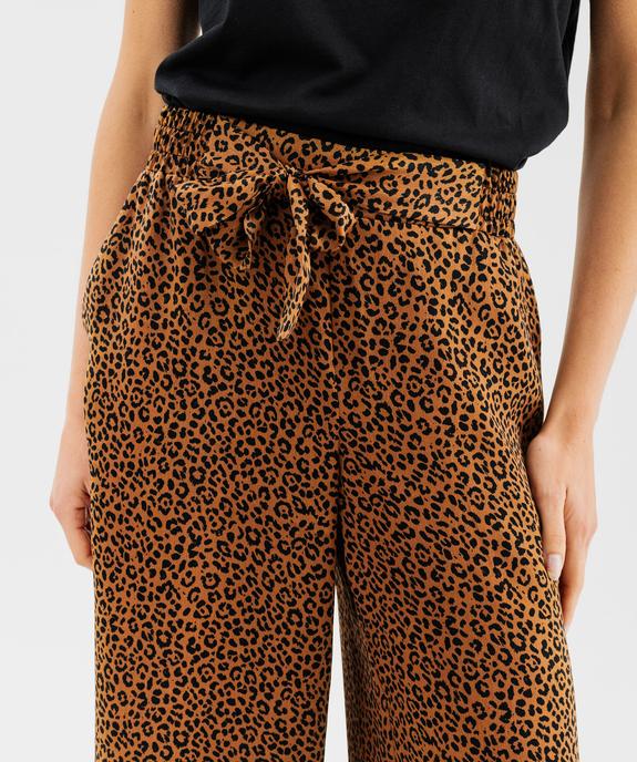 Pantalon fluide coupe large à motif léopard femme - GEMO(FEMME PAP) Pantalon fluide coupe large à motif léopard femme vue6 - GEMO(FEMME PAP) - GEMO