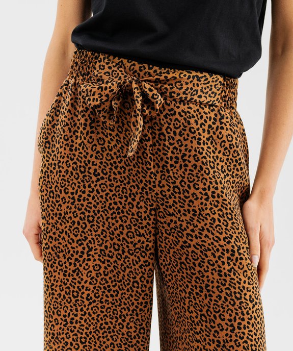 Pantalon fluide coupe large à motif léopard femme vue6 - GEMO(FEMME PAP) - GEMO