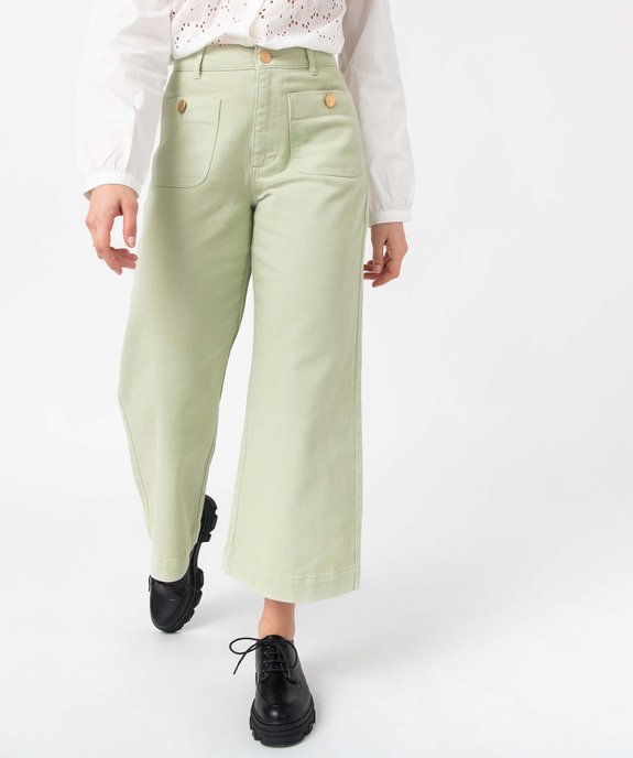 Pantacourt femme wide legs taille haute vue1 - GEMO 4G FEMME - GEMO