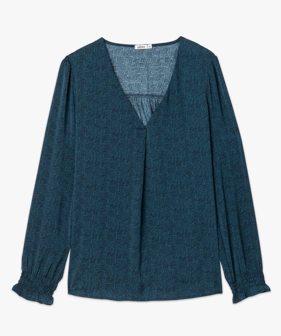 Blouse imprimée à manches longues avec col V femme vue4 - GEMO 4G FEMME - GEMO
