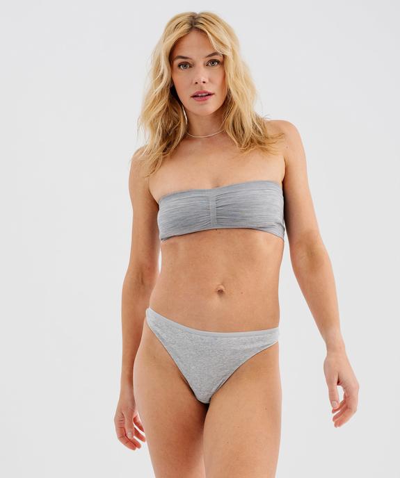 String en coton stretch uni femme (lot de 2) vue5 - GEMO 4G FEMME - GEMO