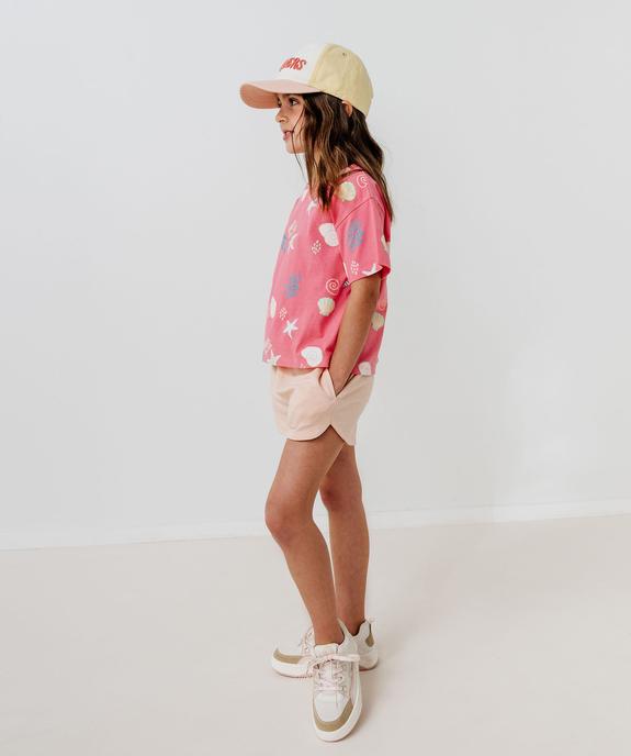 Short en maille French Terry avec taille élastique fille vue5 - GEMO 4G FILLE - GEMO