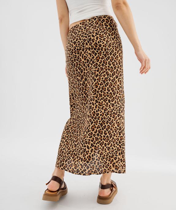 Jupe portefeuille longue en viscose froissée imprimée femme vue3 - GEMO 4G FEMME - GEMO