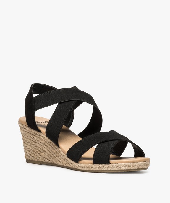 Sandales femme unies à talon compensé et brides élastiques vue3 - VALENTINA BALDA - GEMO
