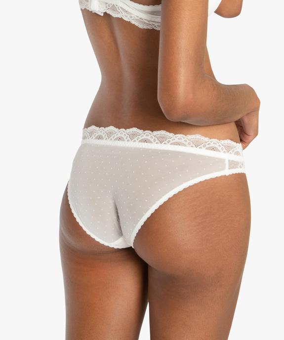Culotte femme en dentelle et voile plumetis vue2 - GEMO(HOMWR FEM) - GEMO
