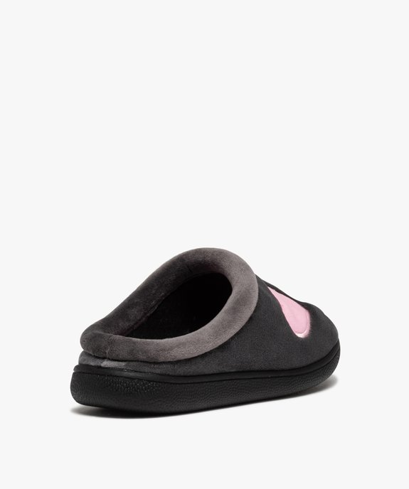 Chaussons femme mules en velours ras motifs cœurs vue4 - GEMO(HOMWR FEM) - GEMO
