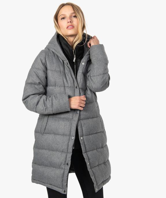 Doudoune femme mi-longue effet 2-en-1 vue1 - GEMO(FEMME PAP) - GEMO