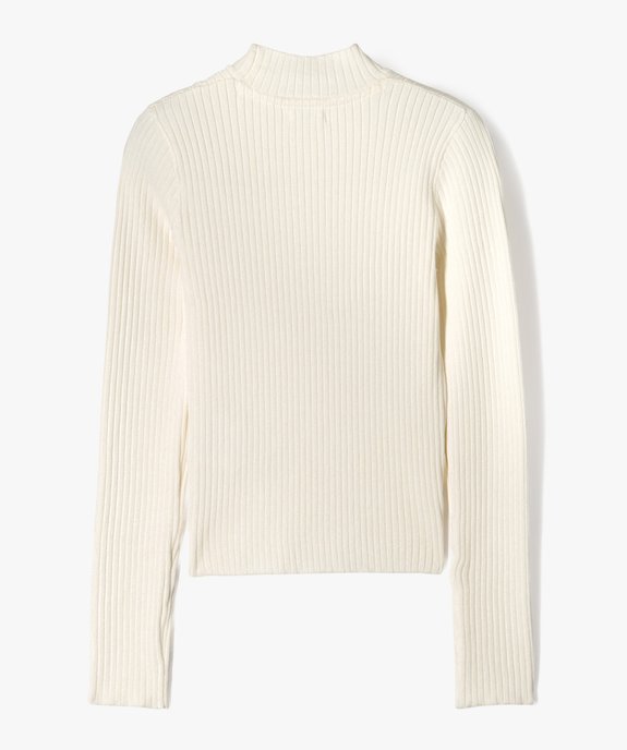 Pull court à col cheminée en maille côtelée fille vue3 - GEMO 4G FILLE - GEMO