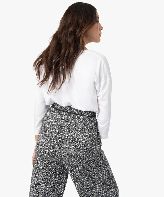 Tee-shirt femme à manches ¾ col V vue3 - GEMO(FEMME PAP) - GEMO