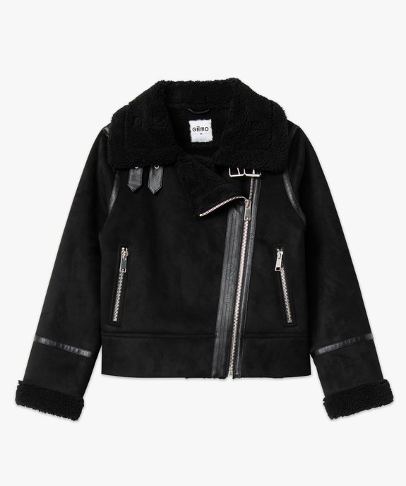 Veste aviateur en suédine doublée sherpa vue4 - GEMO(FEMME PAP) - GEMO