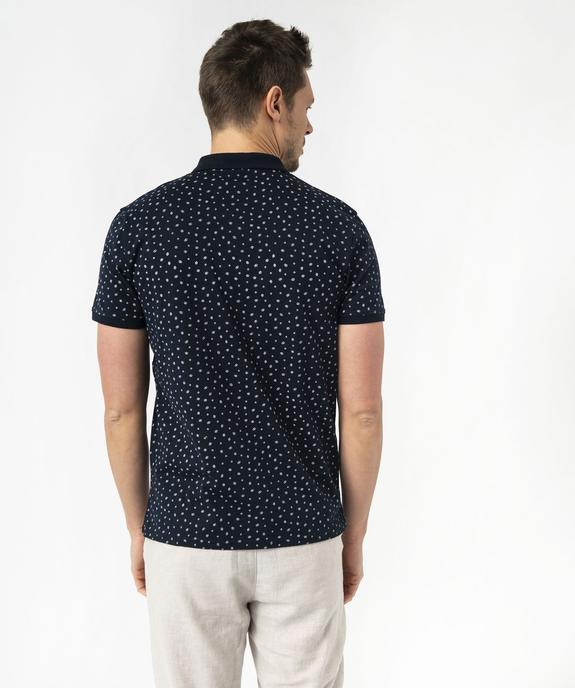 Polo manches courtes en jersey à petits motifs graphiques homme vue3 - GEMO (HOMME) - GEMO