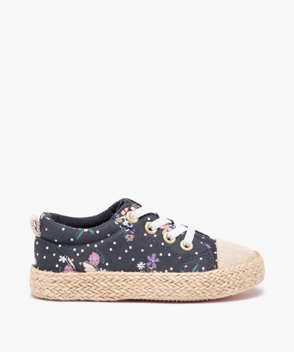 Baskets fille en toile à lacets élastiques et semelle cordelette vue1 - GEMO 4G FILLE - GEMO