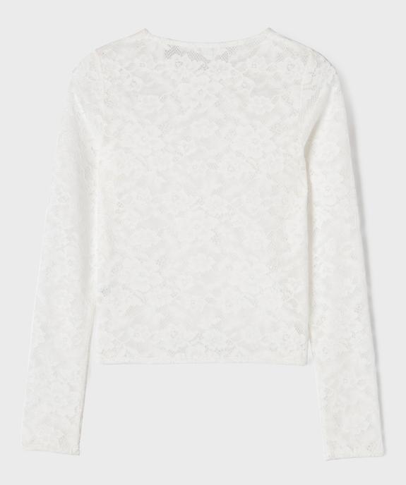 Tee-shirt manches longues en dentelle fille vue3 - GEMO (JUNIOR) - GEMO