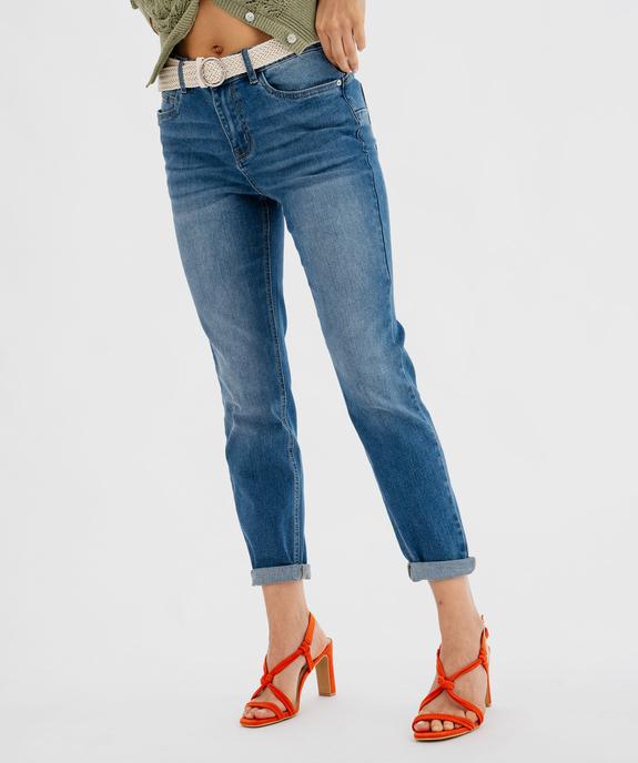 Jean Slim longueur 7/8ème avec ceinture femme vue1 - GEMO(FEMME PAP) - GEMO