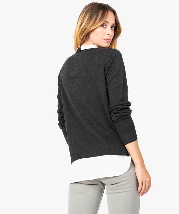 Pull 2 en 1 avec col et bas chemise vue3 - GEMO(FEMME PAP) - GEMO