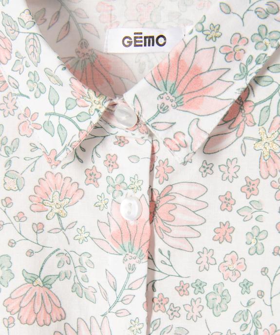 Chemise à manches courtes à motifs fleuris fille vue3 - GEMO (ENFANT) - GEMO