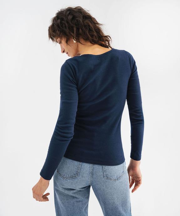 Tee-shirt manches longues en maille côtelée extensible femme vue3 - GEMO 4G FEMME - GEMO
