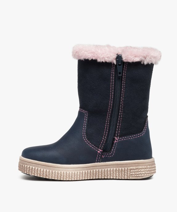 Bottes fourrées fille en suédine motif étoile en strass vue3 - GEMO (ENFANT) - GEMO
