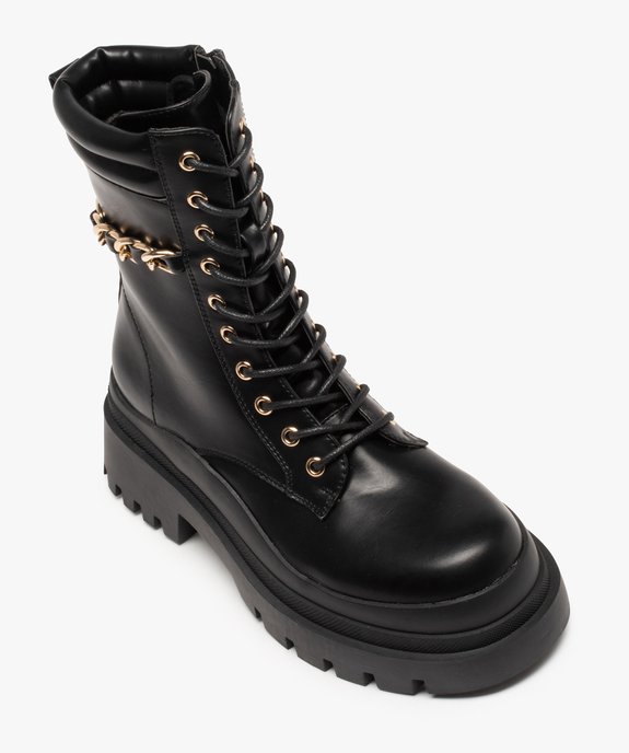 Boots femme rock à semelle crantée et chaine décorative  vue6 - GEMO (CASUAL) - GEMO