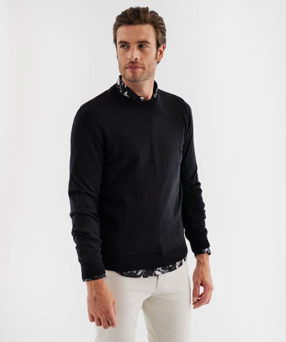 Pull en coton en maille fine à col rond homme  vue1 - GEMO (HOMME) - GEMO