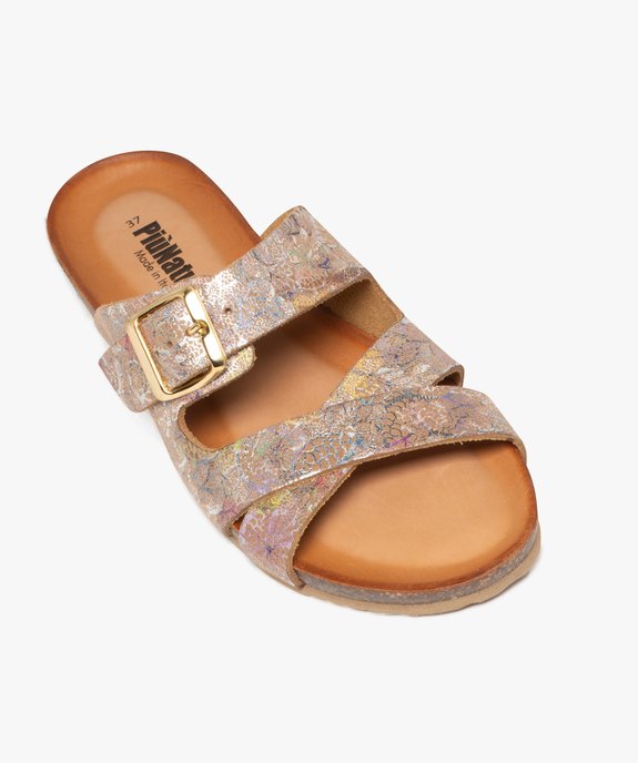 Mules plates avec brides scintillantes en cuir femme vue6 - PIU NATURA - GEMO