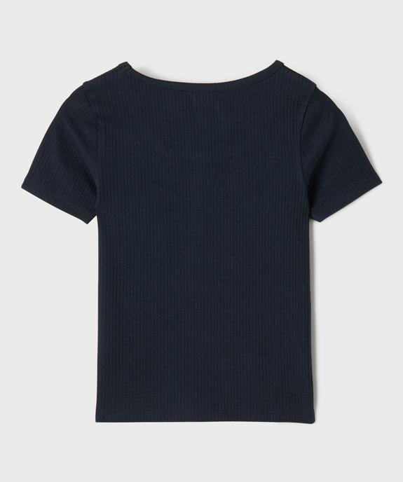 Tee-shirt manches courtes en maille côtelée fille vue3 - GEMO 4G FILLE - GEMO