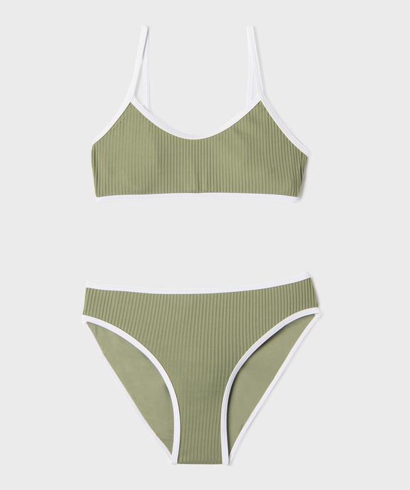 Maillot de bain 2 pièces en maille côtelée fille vue1 - GEMO (JUNIOR) - GEMO
