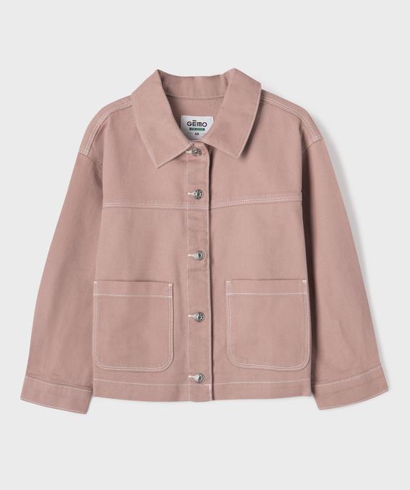 Veste en twill de coton à col chemise et poches plaquées fille vue2 - GEMO 4G FILLE - GEMO