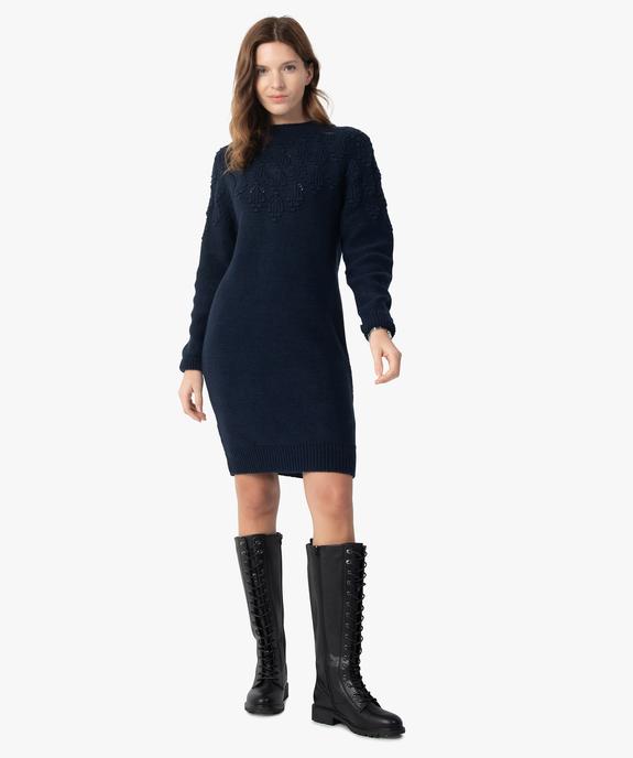 Robe pull femme avec maille fantaisie sur le haut vue1 - GEMO(FEMME PAP) - GEMO