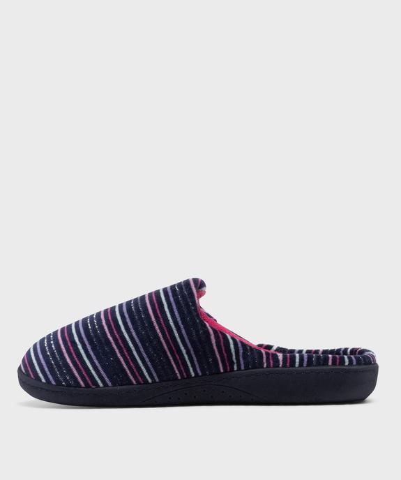 Chaussons mules à rayures et paillettes femme - Isotoner vue3 - ISOTONER - GEMO
