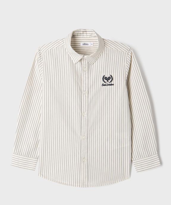 Chemise à rayures avec motif brodé poitrine garçon vue1 - GEMO (ENFANT) - GEMO