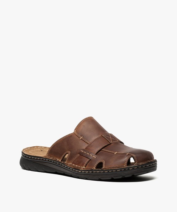 Sandales homme forme mules effet surpiqué vue2 - GEMO (CASUAL) - GEMO