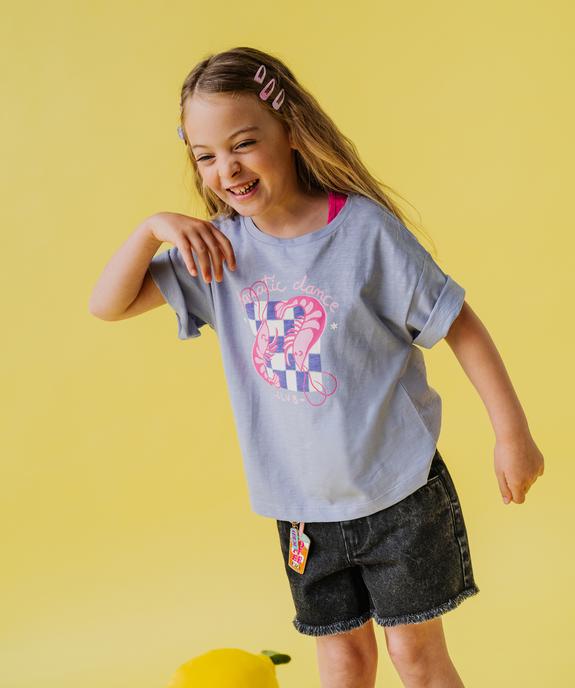 Tee-shirt manches courtes en jersey de coton à motif fille vue5 - GEMO 4G FILLE - GEMO