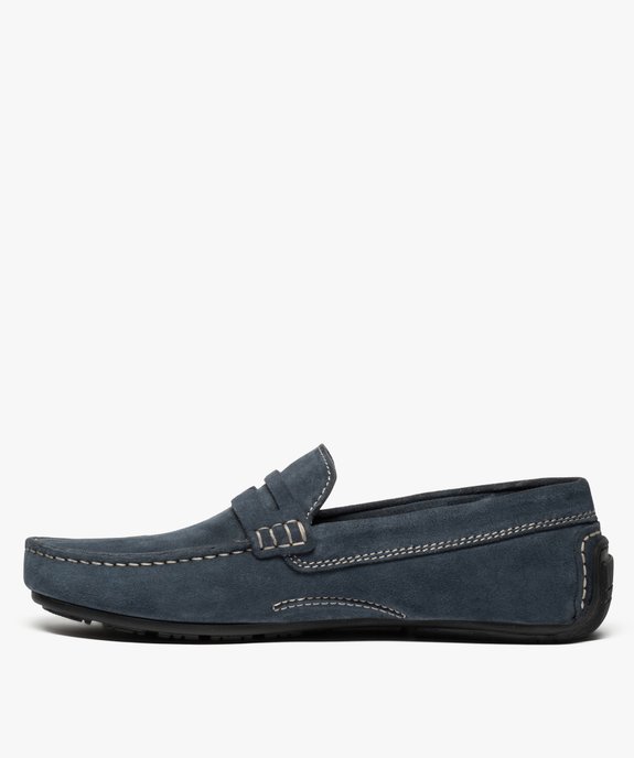 Mocassins homme dessus et intérieur cuir avec surpiqûres vue3 - GEMO (HOMME) - GEMO
